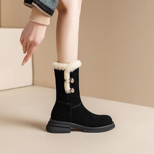 冬季保暖，羊羔毛厚底马丁靴XWJ-X180-20 商品图7