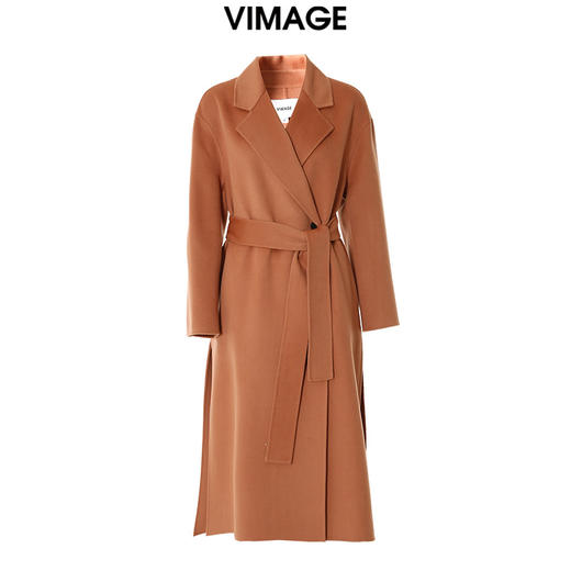 VIMAGE纬漫纪冬装新款一粒扣中长款毛呢外套大衣V2014608 商品图0