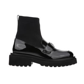 sheme新生系列进口牛漆皮厚底简约时尚女士袜靴可定制