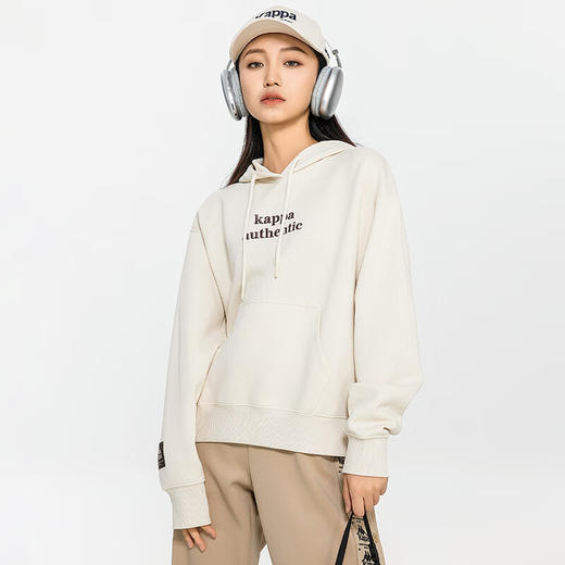 卡帕（Kappa）套头帽衫2024新款女针织运动卫衣休闲字母长袖K0E22MT70 商品图0