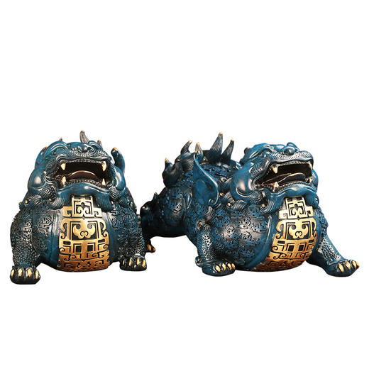 灵机吉品 彩铜富贵貔貅摆件 家居客厅店铺开业送礼财生意办公室摆件 商品图4