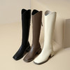 ZHR长筒靴女2023秋冬新款简约气质时尚洋气优雅复古及膝方头女靴 商品缩略图12