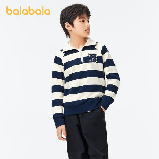 巴拉巴拉男童卫衣儿童春装上衣新款长袖中大童女童条纹半开襟 商品图1