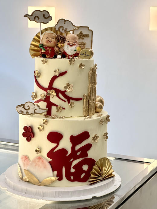 LITTLE WITCH 红金喜庆祝寿系列 底色无色素 翻糖装饰 商品图1