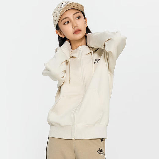 卡帕（Kappa）开身帽衫2024新款女运动卫衣字母休闲长袖外套K0E22MK70 商品图4