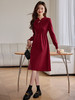 【年终特卖】熙世界红色旗袍式针织连衣裙秋冬新中式盘扣毛衣裙子 商品缩略图4