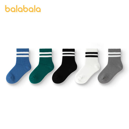 巴拉巴拉儿童袜子男女童棉袜小童中大童学生中筒袜基础百搭五双装 商品图4