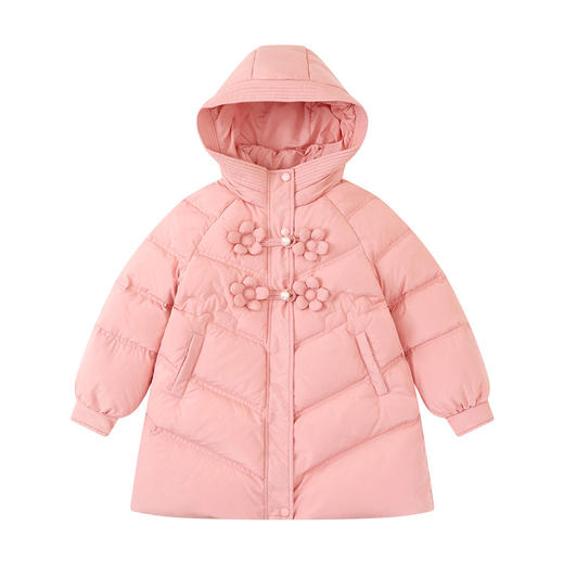 笛莎DESHA童装女童羽绒服2023冬季三防立体新款时尚长款羽绒服 商品图4