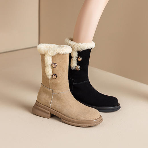 冬季保暖，羊羔毛厚底马丁靴XWJ-X180-20 商品图12