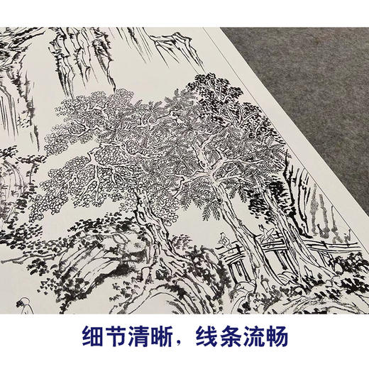 【大彩图】傅儒工笔画白描底稿《丛林遇雨图》临摹勾线高清打印稿A646 商品图4