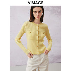 VIMAGE纬漫纪2024春季新款显瘦修身针织衫V2101701