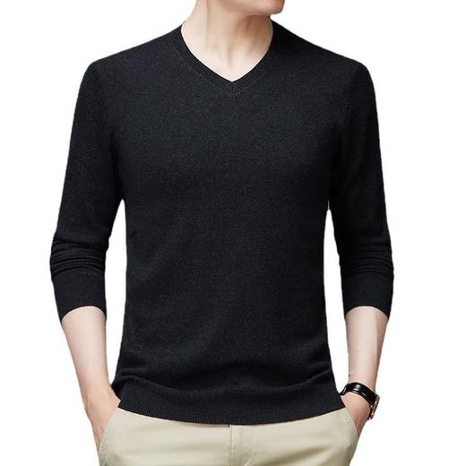 纯羊毛秋冬季男士长袖羊毛衫青年V领休闲毛衣打底衫男装上衣服 商品图4