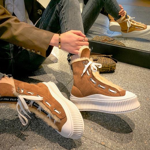 冬季保暖，厚底毛里绑带毛毛靴MM-9105-5 商品图5