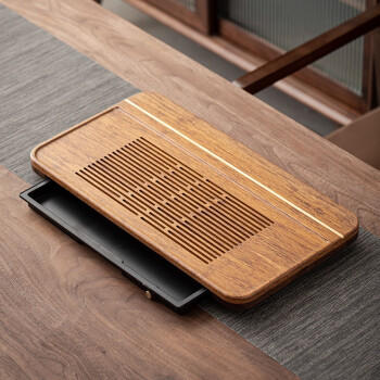 苏氏陶瓷（SUSHI CERAMICS）重竹茶盘茶托防霉可排水储水功夫茶具托盘50*24cmJ0439 商品图5