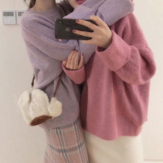 秋冬【香芋薰衣草紫毛衣女】慵懒套头 宽松外穿 仙女内搭 打底毛线衣 商品图0