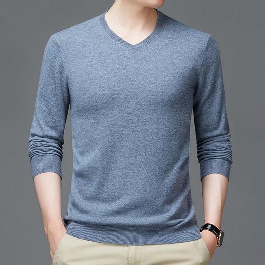纯羊毛秋冬季男士长袖羊毛衫青年V领休闲毛衣打底衫男装上衣服 商品图2