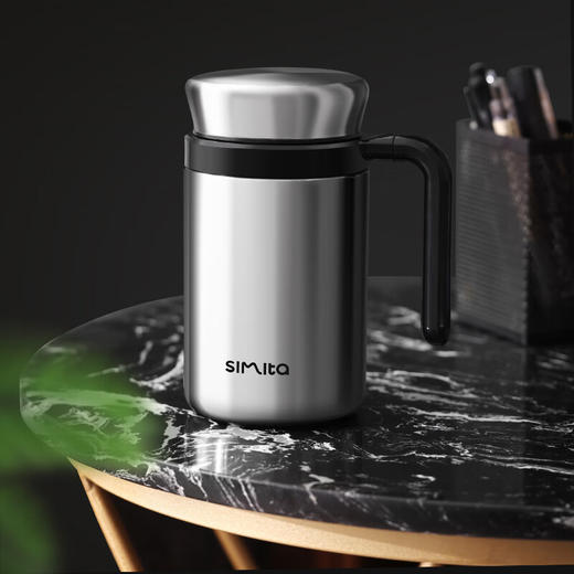 施密特（simita）保温杯男女士商务316不锈钢带手柄办公室带把滤网泡茶喝水杯子 MBW1023-050A 商品图3