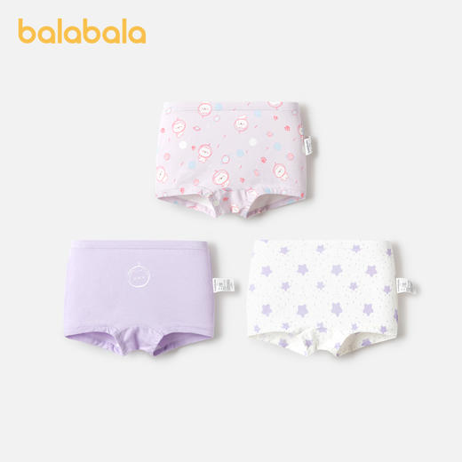 巴拉巴拉女童内裤棉平角春季新款儿童四角短裤亲肤萌不夹PP三条装 商品图1