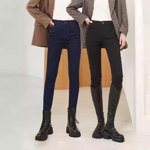 逸阳加绒牛仔裤女2024新款显瘦冬季黑色小脚秋冬加厚紧身外穿裤子1111 商品图2