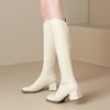 ZHR长筒靴女2023秋冬新款简约气质时尚洋气优雅复古及膝方头女靴 商品缩略图10