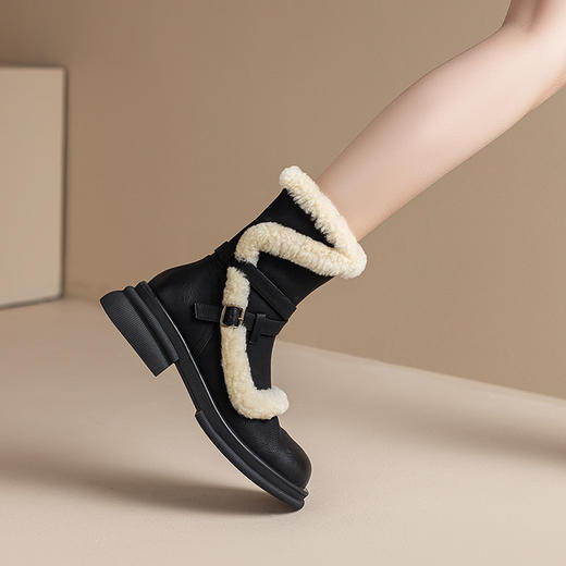 新款保暖，羊羔毛厚底牛仔靴XWJ-X180-19 商品图8