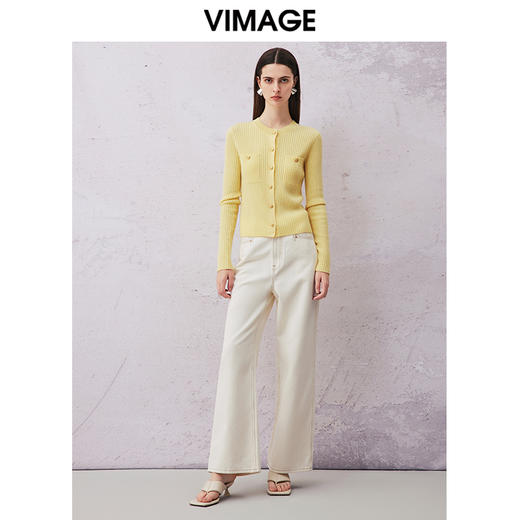 VIMAGE纬漫纪春季新款显瘦修身针织衫V2101701 商品图1