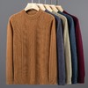 纯羊毛男士毛衣秋冬季新款加厚保暖条纹提花半高领打底衫毛衣 商品缩略图1