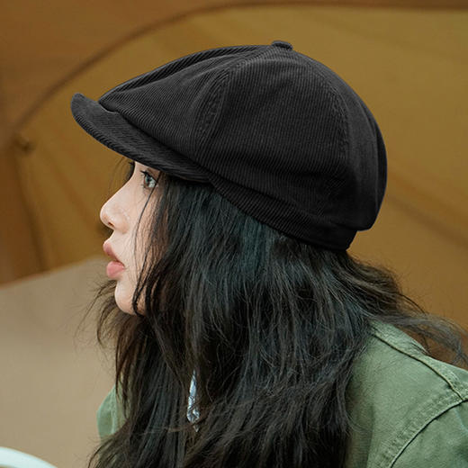 秋冬【灯芯绒贝雷帽】日系街头前进帽女 潮牌纯色百搭 复古画家帽 商品图3