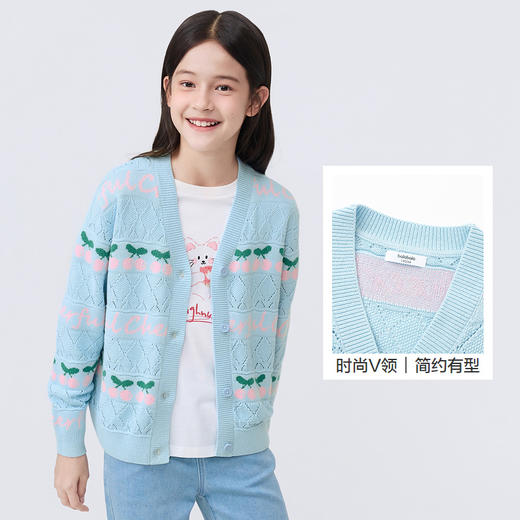巴拉巴拉女童毛衣儿童针织衫新款春装中大童开衫甜美樱桃时尚 商品图3