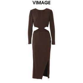 VIMAGE纬漫纪冬季新款舒适露腰显瘦连衣裙V2077601