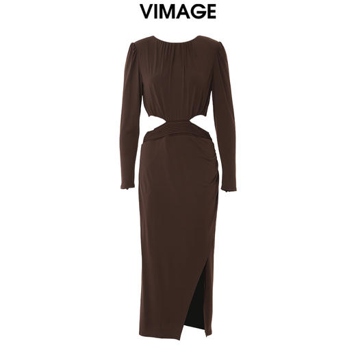 VIMAGE纬漫纪冬季新款舒适露腰显瘦连衣裙V2077601 商品图0