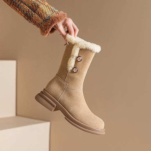 冬季保暖，羊羔毛厚底马丁靴XWJ-X180-20 商品图6