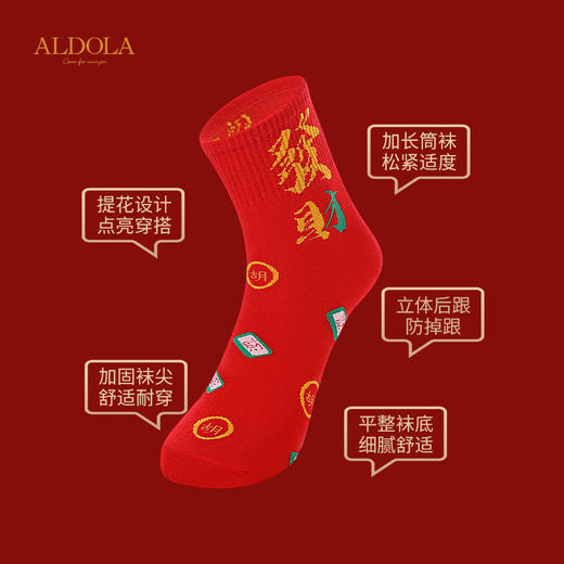 雅黛丽红色袜子本命年棉质中筒袜秋冬季兔年结婚新年礼物大红女袜 商品图3