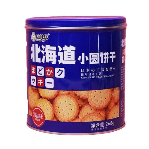比咔乐北海道小圆饼干（海盐味）268g/桶 商品图0