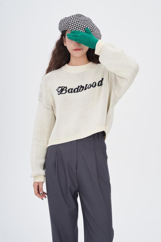 秋冬字母刺绣短款毛衣女款休闲运动辣妹上衣 商品图1