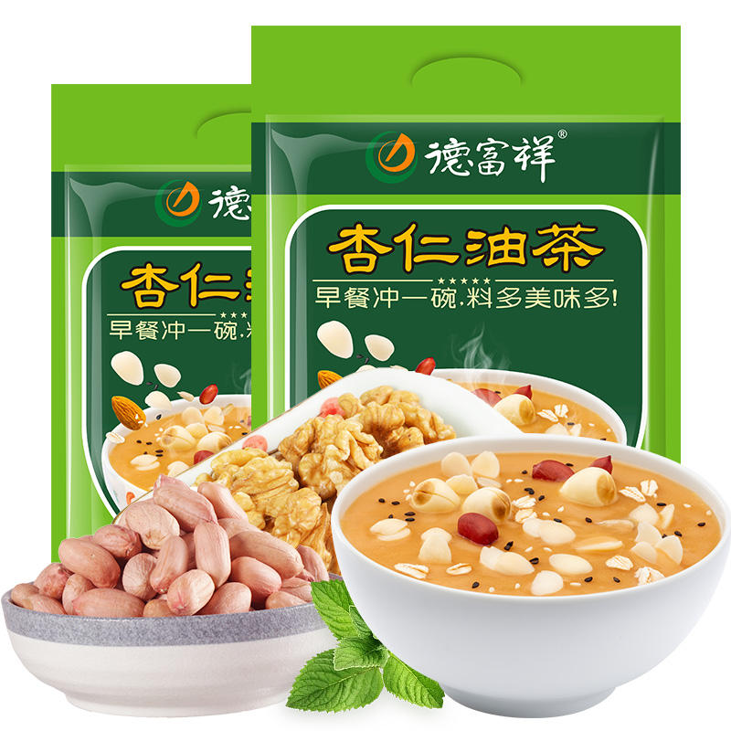 【经典杏仁咸】德富祥清真美食早餐代餐粉陕西老字号杏仁咸油茶400g×2袋(咸）