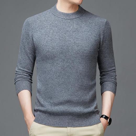 纯羊毛秋冬季男士长袖羊毛衫青年加厚半高领纯绵羊毛男装打底衫 商品图1