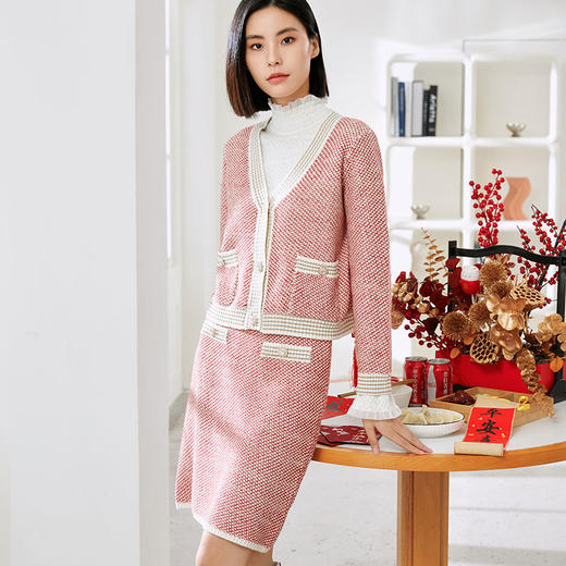 玳莎小香风羊毛针织套装女2023年冬季新款优雅高级氛围感毛衣开衫  DD33316/DD34303 商品图1