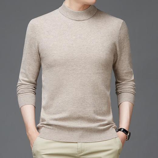 纯羊毛秋冬季男士半高领长袖羊毛衫青年中厚绵羊毛衣打底衫男装 商品图1