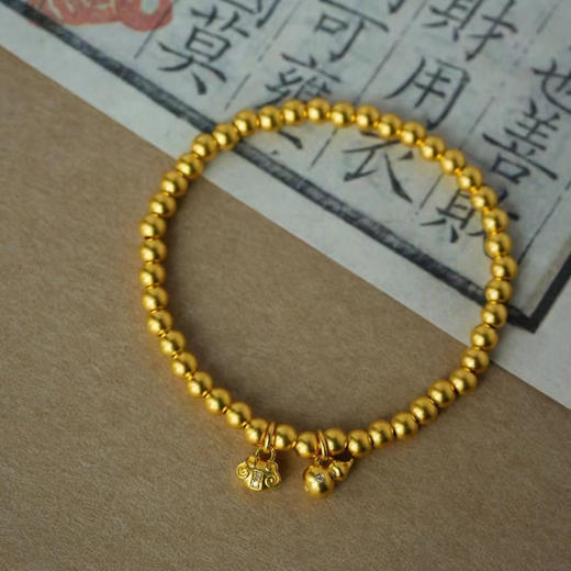古法黄金点钻系列  四叶草/福禄如意金珠手环手链 商品图2