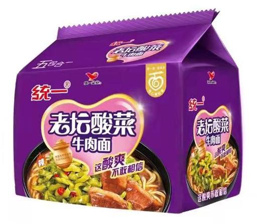 统一老坛酸菜牛肉面(辣)121g*5/包 商品图0