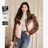 美拉德撞色羽绒服女秋冬新款立领加厚保暖短款外套小个子V2438482 商品缩略图0