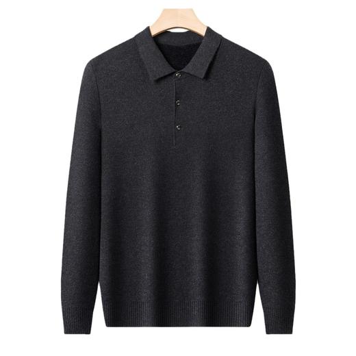 羊毛混纺加绒加厚针织毛衣男士冬季新款轻商务翻领羊毛衫 商品图4