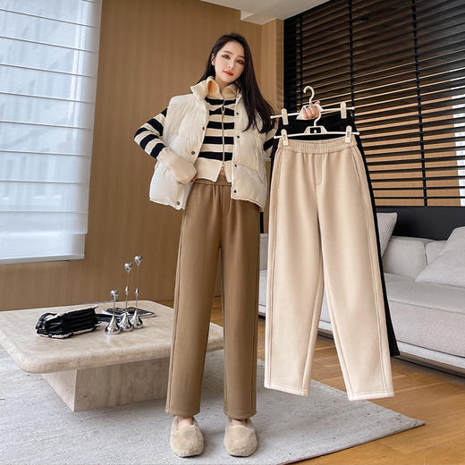 秋冬【温暖一条过冬】巨显瘦好搭的毛呢裤 加绒加厚 显瘦高腰九分裤 商品图0