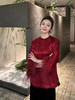 瑕疵|盛唐牡丹 |勃艮第红冠乐绉斜襟上衣[特价品] 商品缩略图2