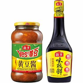 海天味极鲜750ml+黄豆酱800g/组