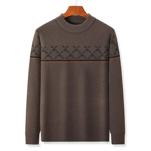 羊毛混纺加厚针织衫毛衣秋冬季新款半高领休闲百搭保暖提花羊毛衫 商品图4