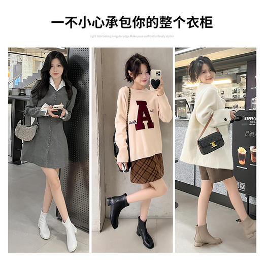 ZHR短靴女2023新款秋冬法式休闲时尚百搭粗跟显瘦厚底马丁靴 商品图12