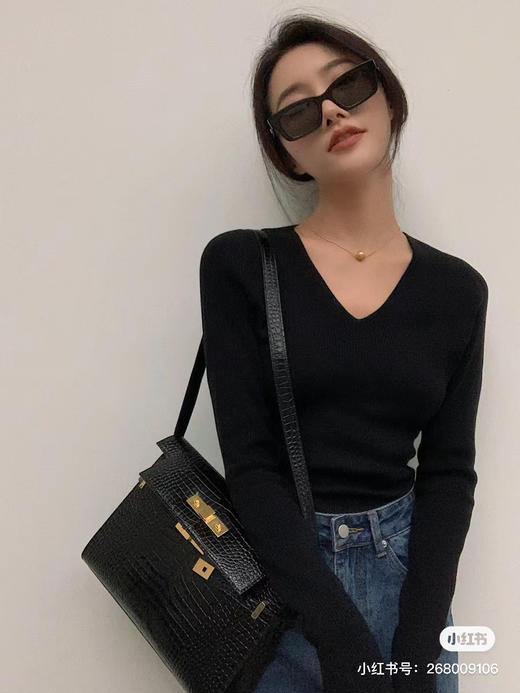 Manhattan 曼哈顿-黑色鳄鱼纹中号 商品图6