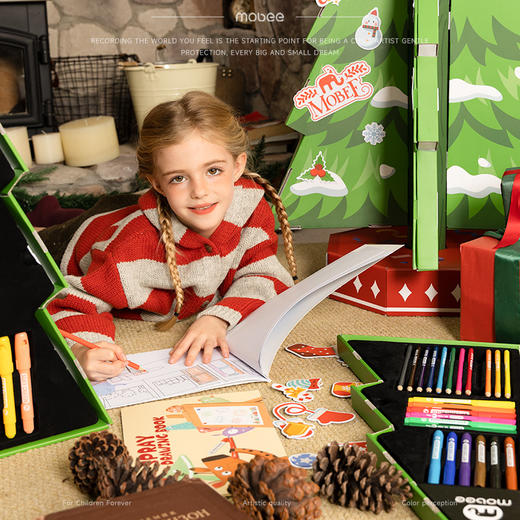 mobee圣诞树礼盒水彩笔可水洗画画 商品图2